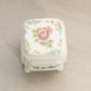 Vintage Small Square White Milk Glass Floral Lidded Box