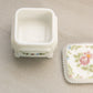 Vintage Small Square White Milk Glass Floral Lidded Box