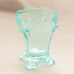 Vintage Small Teal Glass Toothpick Holder with Drape Designs