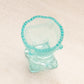 Vintage Small Teal Glass Toothpick Holder with Drape Designs