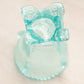 Vintage Small Teal Glass Toothpick Holder with Drape Designs