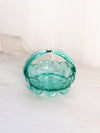 Vintage Small Teal Green Glass Handled Floral Basket Dish