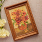 Vintage Small Vertical Floral Painting in Orange Vase