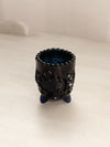 Vintage Small Very Dark Blue Glass Croesus 3-Toed Toothpick Holder