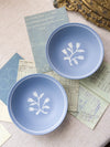 Vintage Small Wales Blue & White Ceramic Tulip Bowls (Set of 2)