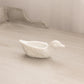 Vintage Small White Milk Glass Duck Toothpick Holder Dish