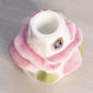 Vintage Small White Milk Glass Rose and Lattice Floral Candleholder