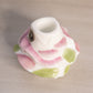 Vintage Small White Milk Glass Rose and Lattice Floral Candleholder