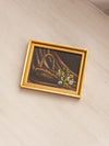 Vintage Small Rectangular Flower and Basket Painting with Gold Frame