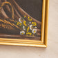 Vintage Small Rectangular Flower and Basket Painting with Gold Frame