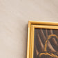 Vintage Small Rectangular Flower and Basket Painting with Gold Frame