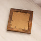 Vintage Small Square Purple Blue Floral Painting with Brown Frame