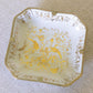 Vintage Square White Ceramic Bowl with Metal Details