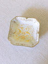 Vintage Square White Ceramic Bowl with Metal Details