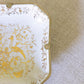 Vintage Square White Ceramic Bowl with Metal Details