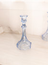 Vintage Tall Blue Candlestick with Octagonal Base