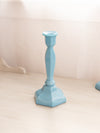 Vintage Tall Blue Milk Glass Candlestick with Hexagonal Base