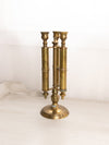 Vintage Tall Brass Footed Triple Candleholder