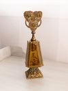 Vintage Tall Gold Tone Filigree Perfume Bottle with Cherub Accent