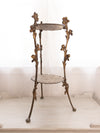Vintage Tall Dark Brass Floral Stand with 2 Shelves