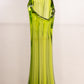 Vintage Tall Green Glass Footed Swung Vase