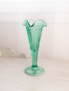 Vintage Tall Green Glass Footed Vase