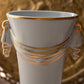 Vintage Tall Light Blue & Gold Ceramic Drape Vase