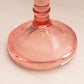 Vintage Tall Pink Glass Candlestick with Fancy Etched Designs