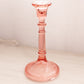 Vintage Tall Pink Glass Candlestick with Fancy Etched Designs