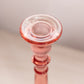 Vintage Tall Pink Glass Candlestick with Fancy Etched Designs