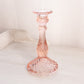Vintage Tall Pink Glass Candlestick with Swirl Designs