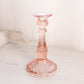 Vintage Tall Pink Glass Candlestick with Swirl Designs