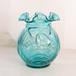 Vintage Teal Green Fenton Caprice Glass Vase with Bow Details
