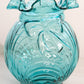 Vintage Teal Green Fenton Caprice Glass Vase with Bow Details