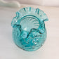 Vintage Teal Green Fenton Caprice Glass Vase with Bow Details