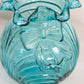 Vintage Teal Green Fenton Caprice Glass Vase with Bow Details