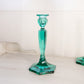 Vintage Teal Green Tall Candlestick with Hexagonal Base