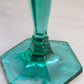 Vintage Teal Green Tall Candlestick with Hexagonal Base