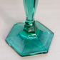 Vintage Teal Green Tall Candlestick with Hexagonal Base
