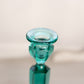 Vintage Teal Green Tall Candlestick with Hexagonal Base