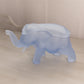 Vintage Tiara Medium Blue Satin Glass Elephant Lidded Dish
