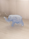 Vintage Tiara Medium Blue Satin Glass Elephant Lidded Dish