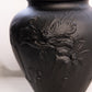 Vintage Tiffin Large Black Matte Glass Poppy Vase