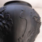 Vintage Tiffin Large Black Matte Glass Poppy Vase