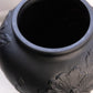 Vintage Tiffin Large Black Matte Glass Poppy Vase