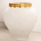 Vintage Tiffin Large Clear Satin Glass Poppy Vase with Gold Tone Rim