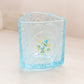 Vintage Triangular Light Blue Glass Vase with Floral Designs