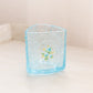Vintage Triangular Light Blue Glass Vase with Floral Designs