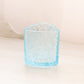 Vintage Triangular Light Blue Glass Vase with Floral Designs