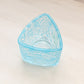 Vintage Triangular Light Blue Glass Vase with Floral Designs